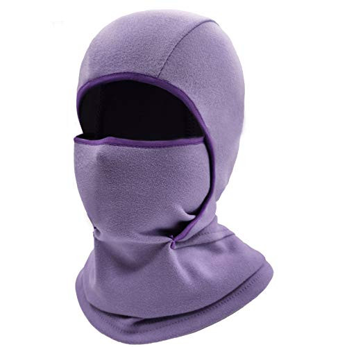Kids Balaclava Ski Mask Windproof Fleece Neck Warmer Gaiter Winter Face Warmer for Cold Weather Boys Girls -1pcs Purple- Kids Balaclava Ski Mask Windproof Fleece Neck Warmer Gaiter Winter Face Warmer for Cold Weather Boys Girls -1pcs Purple-