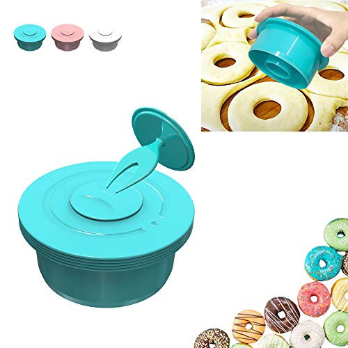 Falluk Round Biscuit Cutter Set - 6 Pieces Large Circle Cookie Cutters Shapes for Baking - Professional Donut Hole Cutter with Removable Center for Doughnut- Pastry- Biscuits and Clay- Blue