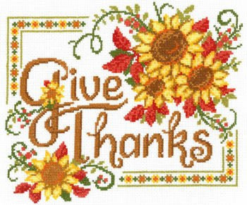 Give Thanks Sunflowers Cross Stitch Chart