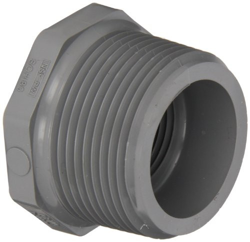 Spears 839-C Series CPVC Pipe Fitting- Bushing- Schedule 80- 1inch NPT Male x 3/4inch NPT Female