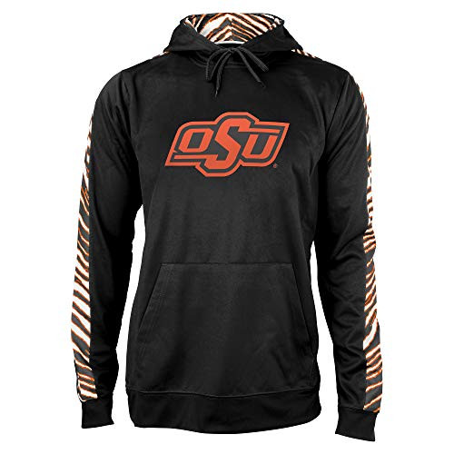 NCAA Oklahoma State Cowboys Men's Solid Zebra Hoodie- Black/Orange- Large