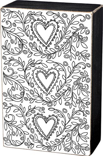 Primitives By Kathy - Color Your Own Box Sign - Heart Trio 34599 Primitives By Kathy - Color Your Own Box Sign - Heart Trio 34599