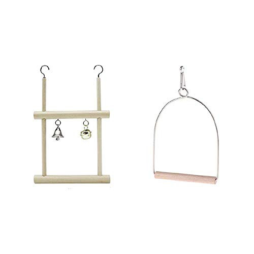 YITAQI Parrots Swing Toy-Natural Wooden for Parakeets Cockatiels Conures Macaws Finches Bird Cage Hammock Birds Perch Bird Stand-A-