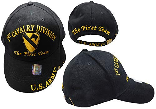 mws U.S. Army 1st Cavalry Division The First Team Embroidered Black Baseball Cap Hat
