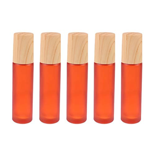 Minkissy 5pcs Glass Roller Bottles Empty Refillable Roller on Bottles for Essential Oils Perfume Cosmetics 10ml Orange