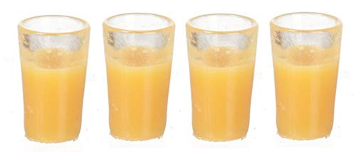Melody Jane Dollhouse 4 Glasses of Orange Juice Miniature Dining Accessory Melody Jane Dollhouse 4 Glasses of Orange Juice Miniature Dining Accessory