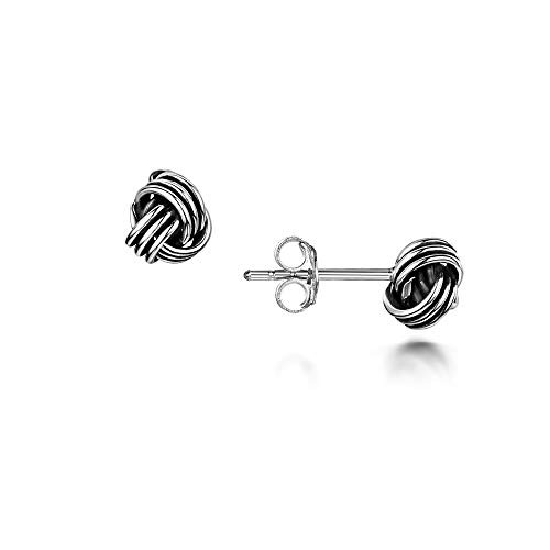 Amberta Women and Girls 925 Sterling Silver Stud Earrings Shaped Pair of Studs- Twisted Love Knot