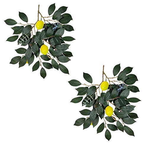 Firlar 2Pack Artificial Lemon Branch- Fake Lemon Branch with Green Leaves- Yellow Fake Small Lemon Decorations Simulation Fruit Branches for Kitchen Home Garden- 5.9in Firlar 2Pack Artificial Lemon Branch- Fake Lemon Branch with Green Leaves- Yellow Fake Small Lemon Decorations Simulation Fruit Branches for Kitchen Home Garden- 5.9in