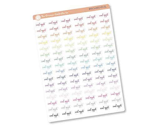 Nail Appointment- Planner Stickers- Script Nail Appt Planning Labels- Tracking Stickers -915-002-051L-WH-