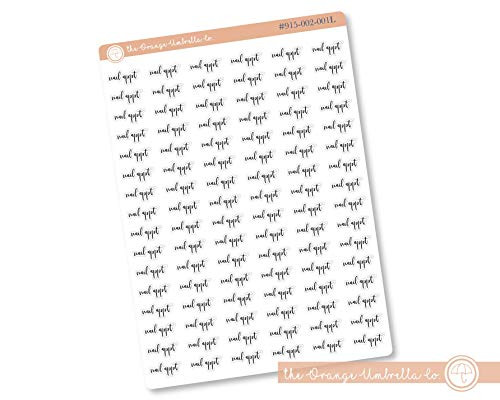 Nail Appointment- Planner Stickers- Script Nail Appt Planning Labels- Tracking Stickers -915-002-001L-WH-