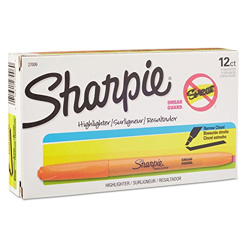 Sharpie 27006 Accent Pocket Style Highlighter Chisel Tip Fluorescent Orange Dozen
