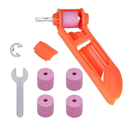 Drill Bit Sharpener Portable Drill Grinder Grinding Tool Diamond Drill Bit Sharpening Tool Drill Polishing Wheel for Iron-based Drill Bit with Extra Corundum Grinding Wheel and Wrench-1pc Orange
