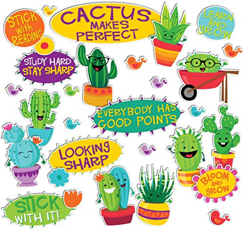 Eureka A Sharp Bunch Teacher Supplies Motivational Cactus Theme Bulletin Board Decorations- 30 pcs