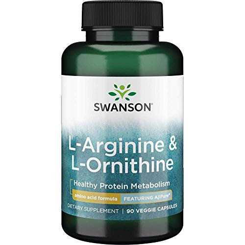 Swanson Amino Acid Ajipure L-Arginine -Pharmaceutical Grade- with Ornithine 90 Veg Capsules