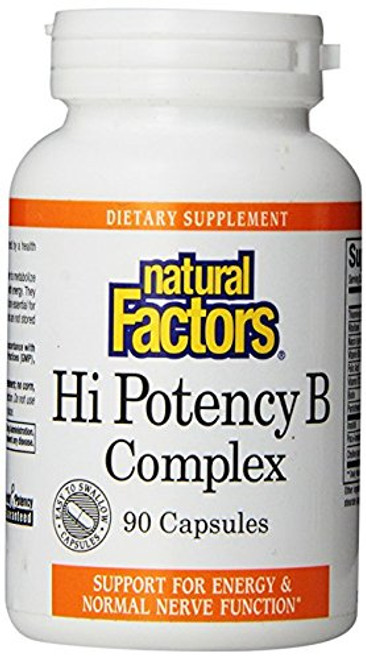 Natural Factors - Hi Potency B Complex- Support for Energy and Normal Nerve Function- 90 Capsules Natural Factors - Hi Potency B Complex- Support for Energy and Normal Nerve Function- 90 Capsules