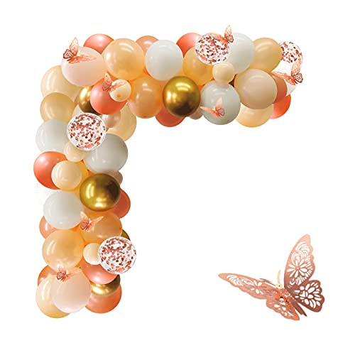 122pcs Blush Balloon Arch Kit- Rose Gold Balloon Arch Kit With White Balloons- Orange Peach Balloon And Rose Gold Butterfly for Wedding Baby Shower Graduation Birthday Party Festival 122pcs Blush Balloon Arch Kit- Rose Gold Balloon Arch Kit With White Balloons- Orange Peach Balloon And Rose Gold Butterfly for Wedding Baby Shower Graduation Birthday Party Festival