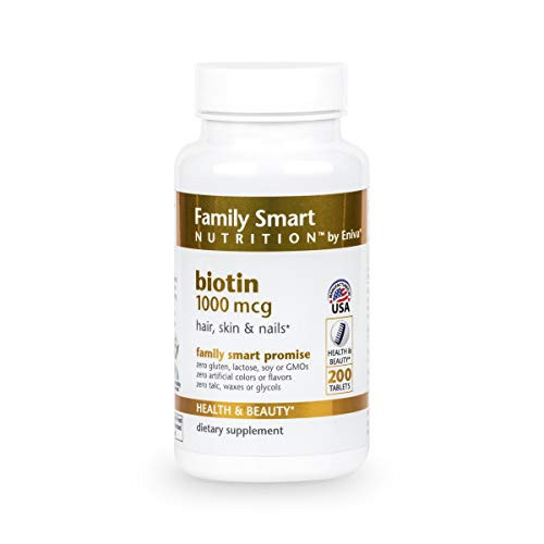 Biotin 1000 mcg Vitamin | Beauty Supplement | Supports Metabolism | Healthy Hair- Skin and Nails | Family Smart Nutrition | 200 Tablets Biotin 1000 mcg Vitamin | Beauty Supplement | Supports Metabolism | Healthy Hair- Skin and Nails | Family Smart Nutrition | 200 Tablets