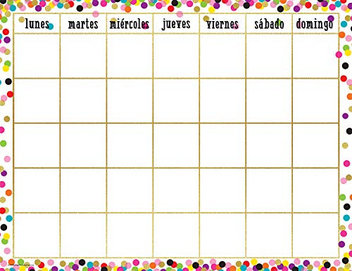 Teacher Created Resources Confetti Spanish Calendar Chart