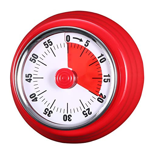 AIMILAR Magnetic Mechanical Timer 60 Minute Visual Kitchen Countdown Timer With Alarm for Cooking Baking Sports Kid (Red)