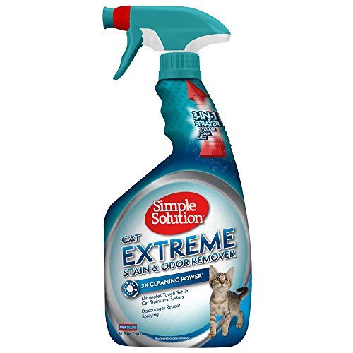 Simple Solution Cat Extreme Pet Stain and Odor Remover | Enzymatic Cleaner with 3X Pro-Bacteria Cleaning Power | 32 Ounces Simple Solution Cat Extreme Pet Stain and Odor Remover | Enzymatic Cleaner with 3X Pro-Bacteria Cleaning Power | 32 Ounces