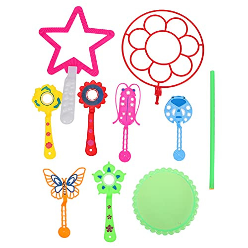 TOYANDONA Bubble Wands Set- 9Pcs Giant Bubble Wands Kids Big Bubble Wands Large Bubble Maker with Tray for Kids Summer Outdoor Activity Party Favors