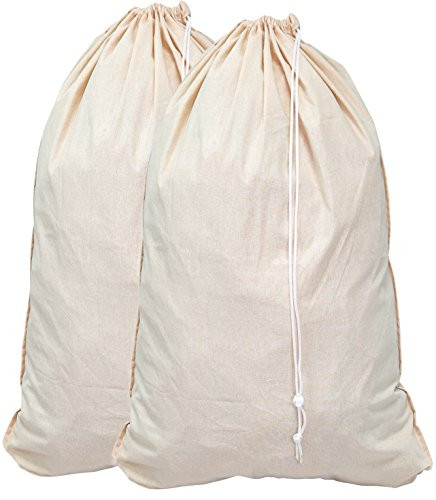 Simple Houseware 2 Pack - Extra Large Natural Cotton Laundry Bag, Beige (28" x 36")