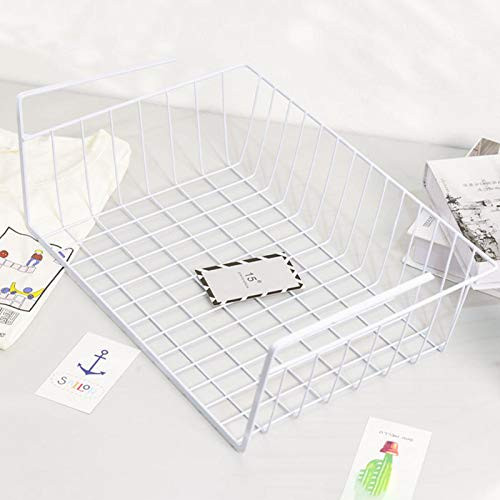AUUNY Kitchen Under Shelf Wire Basket Home Storage Baskets Hanging Baskets Sliding Shelf Under Cabinet Add-on Storage Racks for for Kitchen Bookshelf Pantry Slide-in Baskets Organizer White