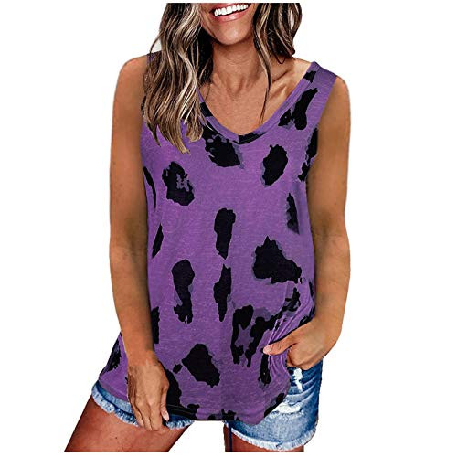 KANGMOON Women's V Neck Leopard Print Workout Tank Tops Summer Casual Sleeveless Tshirts Basic Tee Camis Purple KANGMOON Women's V Neck Leopard Print Workout Tank Tops Summer Casual Sleeveless Tshirts Basic Tee Camis Purple