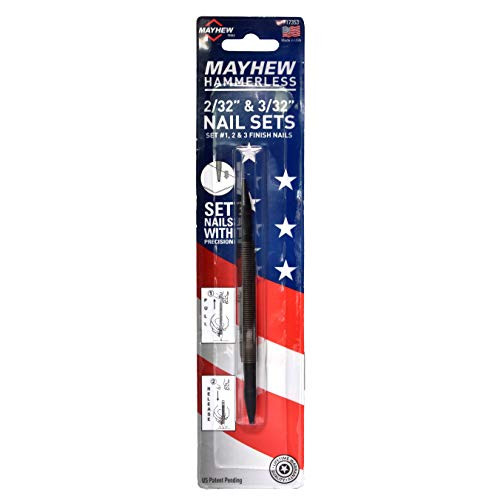 Mayhew Tools 17353 Hammerless Tool 2 Nail Starter and 3 Nail Set- 2/32-Inch and 3/32-Inch Nail Set