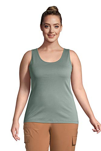Lands' End Women s Cotton Tank Top Washed Olive Green Regular Medium