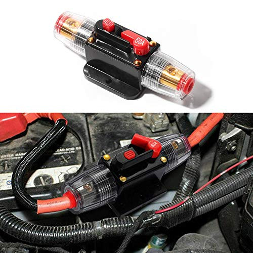 Beneges Car Audio Inline 60A Amps Circuit Breaker- 12-24V DC Overload Protection Fuse with Manual Reset- for Car Audio Marine Boat Stereo Switch Inverter Replace Fuses