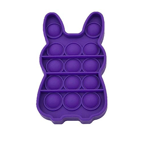 Push Bubble Pop Fidget Sensory Toy- Silicone Squeeze Toy- Pop Fidget Toy for Kids and Adults- Stress Relief and Anti-Anxiety Toy for Kids with ADD- ADHD or Autism -Bunny- Purple-