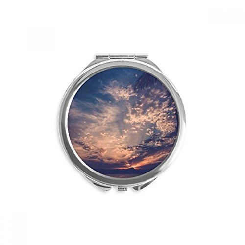 Orange Dark Blue Sky Clouds Hand Compact Mirror Round Portable Pocket Glass