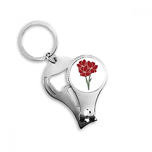 Leaves Plant Carnation Flower Plant Nail Nipper Ring Key Chain Bottle Opener Clipper