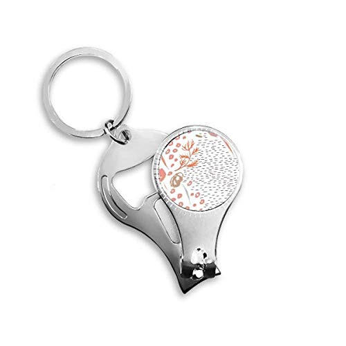 Art Abstract Plants Pattern Nail Nipper Ring Key Chain Bottle Opener Clipper