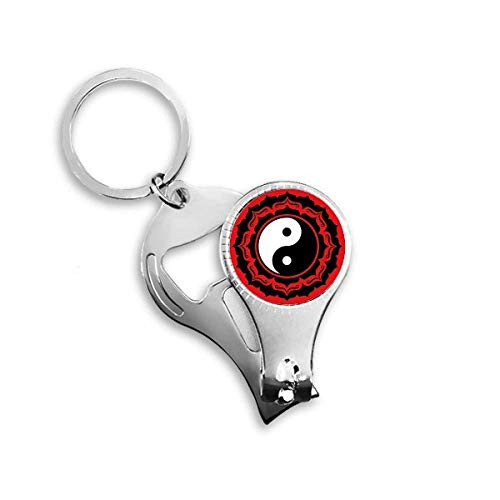 China Taichi Eight Diagram Pattern Nail Nipper Ring Key Chain Bottle Opener Clipper