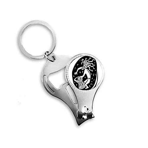 Abstract Ancient Egypt Pharaoh Outline Nail Nipper Ring Key Chain Bottle Opener Clipper