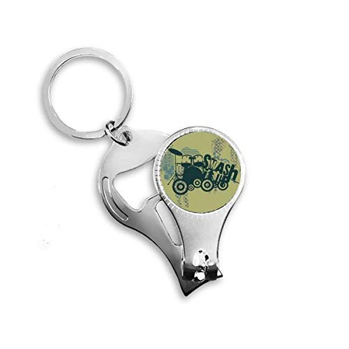 Drum Music Pattern Graffiti Street Nail Nipper Ring Key Chain Bottle Opener Clipper