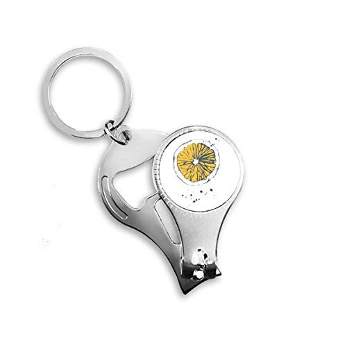 Lemon Fruit Watercolor Illustration Pattern Nail Nipper Ring Key Chain Bottle Opener Clipper