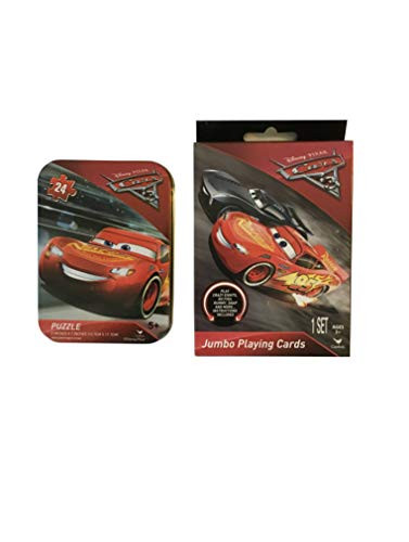 Cars Jumbo Playing Cards and Puzzle Tin Set (Cars)
