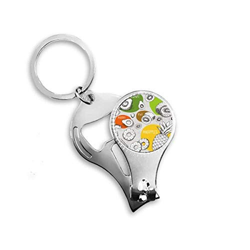 PineFruit Kiwi Fruit Illustration Pattern Nail Nipper Ring Key Chain Bottle Opener Clipper