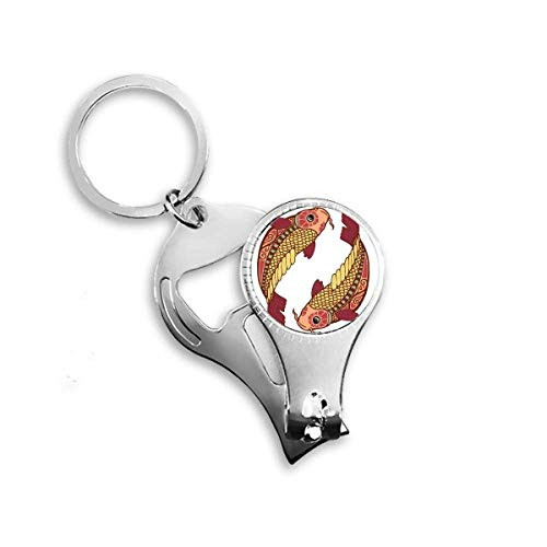 Pisces Constellation Zodiac Symbol Nail Nipper Ring Key Chain Bottle Opener Clipper