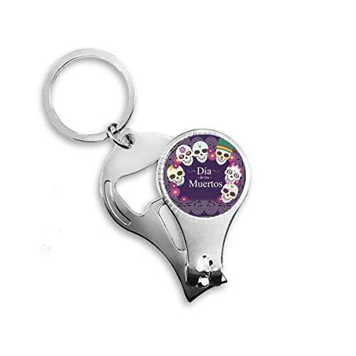 Skull The Day of The Dead Illustration Nail Nipper Ring Key Chain Bottle Opener Clipper