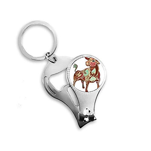 Taurus Constellation Zodiac Symbol Nail Nipper Ring Key Chain Bottle Opener Clipper