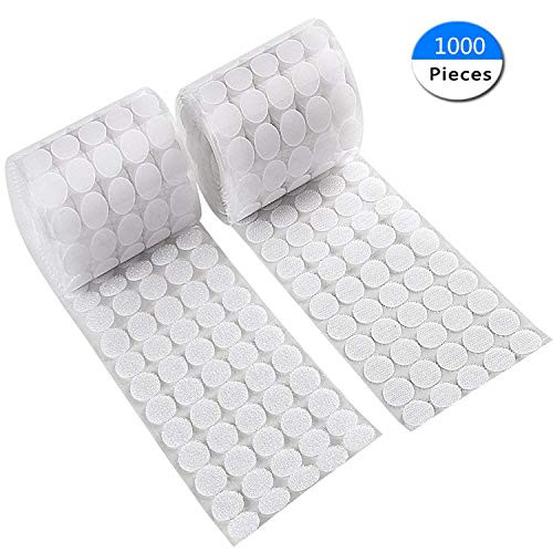 1000pcs(500 Pair) Diameter Sticky Adhesive Dots Tapes, Vanten Sticky Back Coins Hook&Loop Self Adhesive Dots 20mm/0.78" Diameter Magic Sticky Coins Dots Tapes White