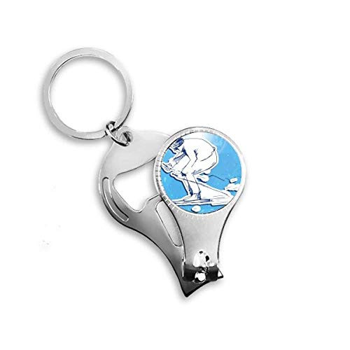 Winter Sport Snowboarding Ski Illustration Nail Nipper Ring Key Chain Bottle Opener Clipper