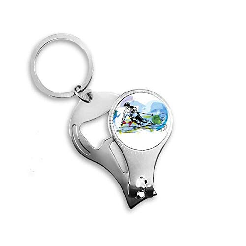 Winter Sport Skiing Athletes Freestyle Skiing Nail Nipper Ring Key Chain Bottle Opener Clipper