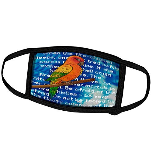 3dRose Face Mask Large- Sleeping Sun Conure Fire-Chicken Text