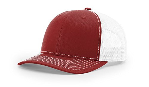 RICHARDSON Cardinal/White 112 Mesh Back Trucker Cap Snapback Hat w/THP No Sweat Headliner