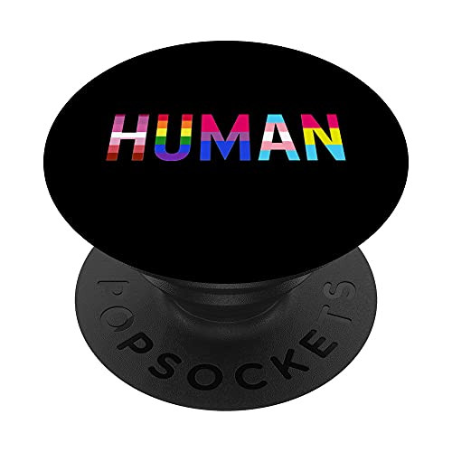 Human LGBT-Q Proud Ally Gay Pride LGBT Flag Rainbow Color PopSockets PopGrip- Swappable Grip for Phones  and  Tablets